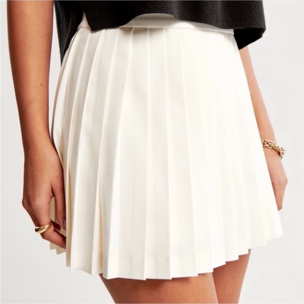White Pleated Mini Skirt - Women